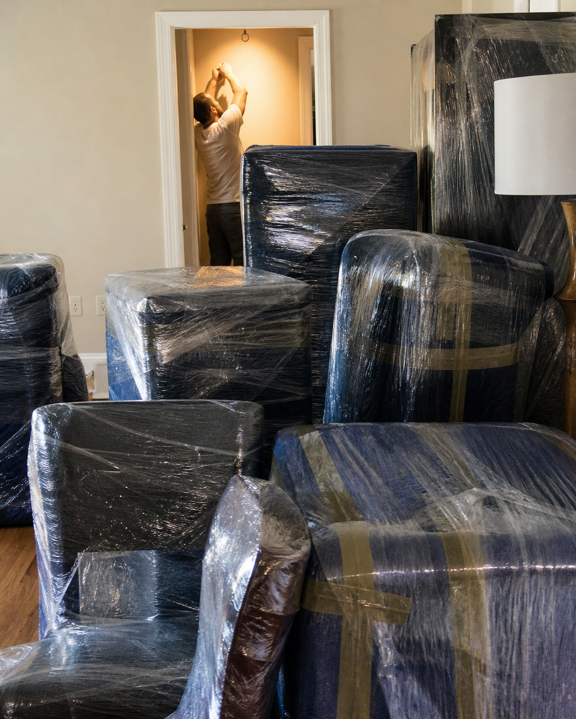 Furniture wrapped and protected before a move