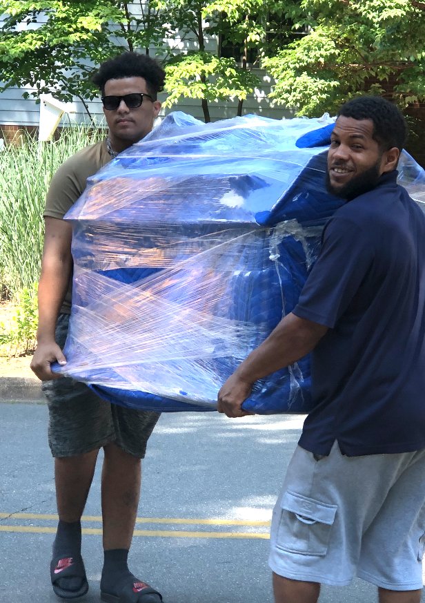 Wrapped chair protected before moving